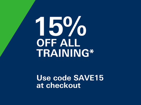 15% off all training*. Use code: SAVE15.