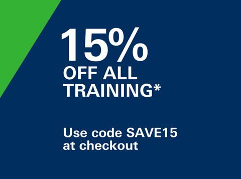 15% off all training*. Use code: SAVE15.